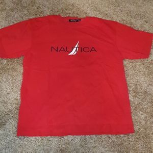 Vtg Nautica Spell Out Logo Shirt sz S